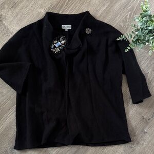 Jm collection Black Cardigan with Embellished Detail